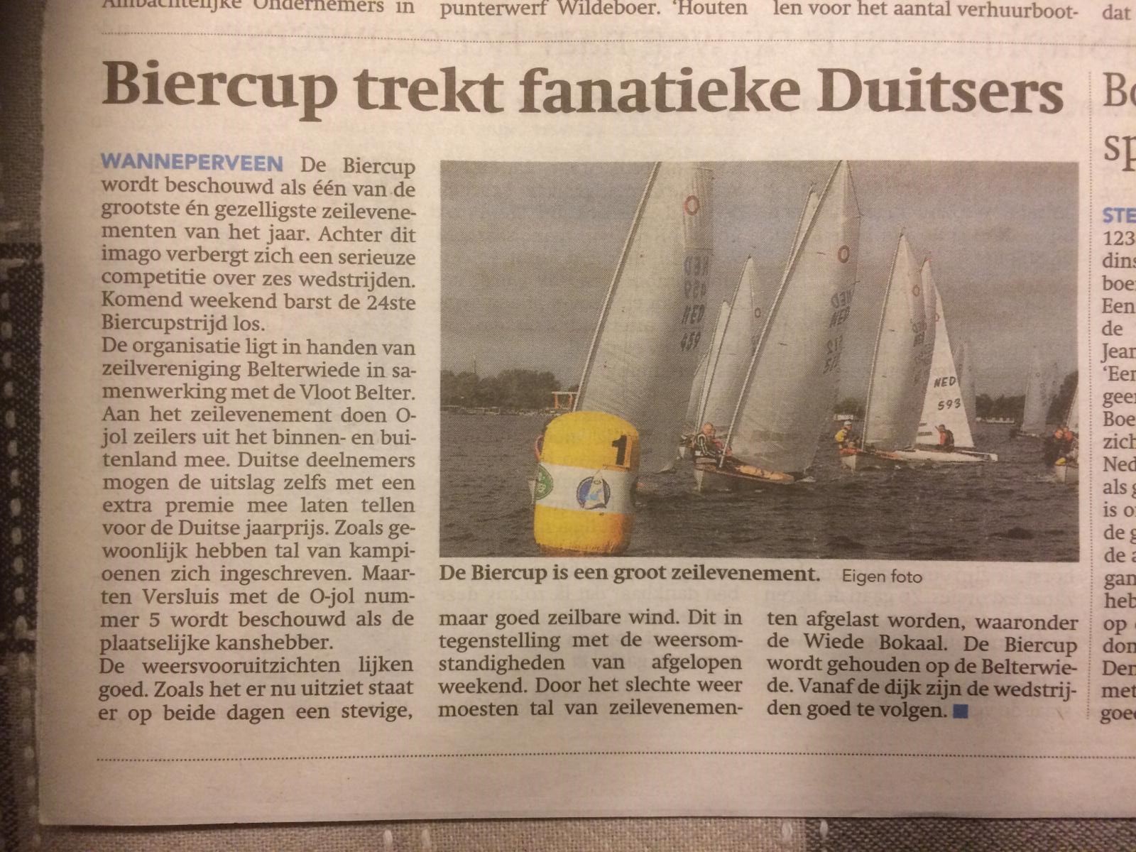 Biercup in lokale krant